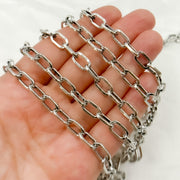 Oxidized 925 Sterling Silver Flat Oval Link Chain